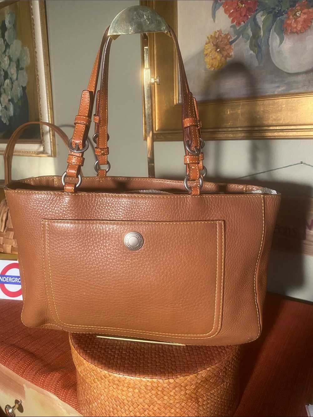 Coach Chelsey British Tan Pebbled Leather Shoulder Handbag - H05S-8E97